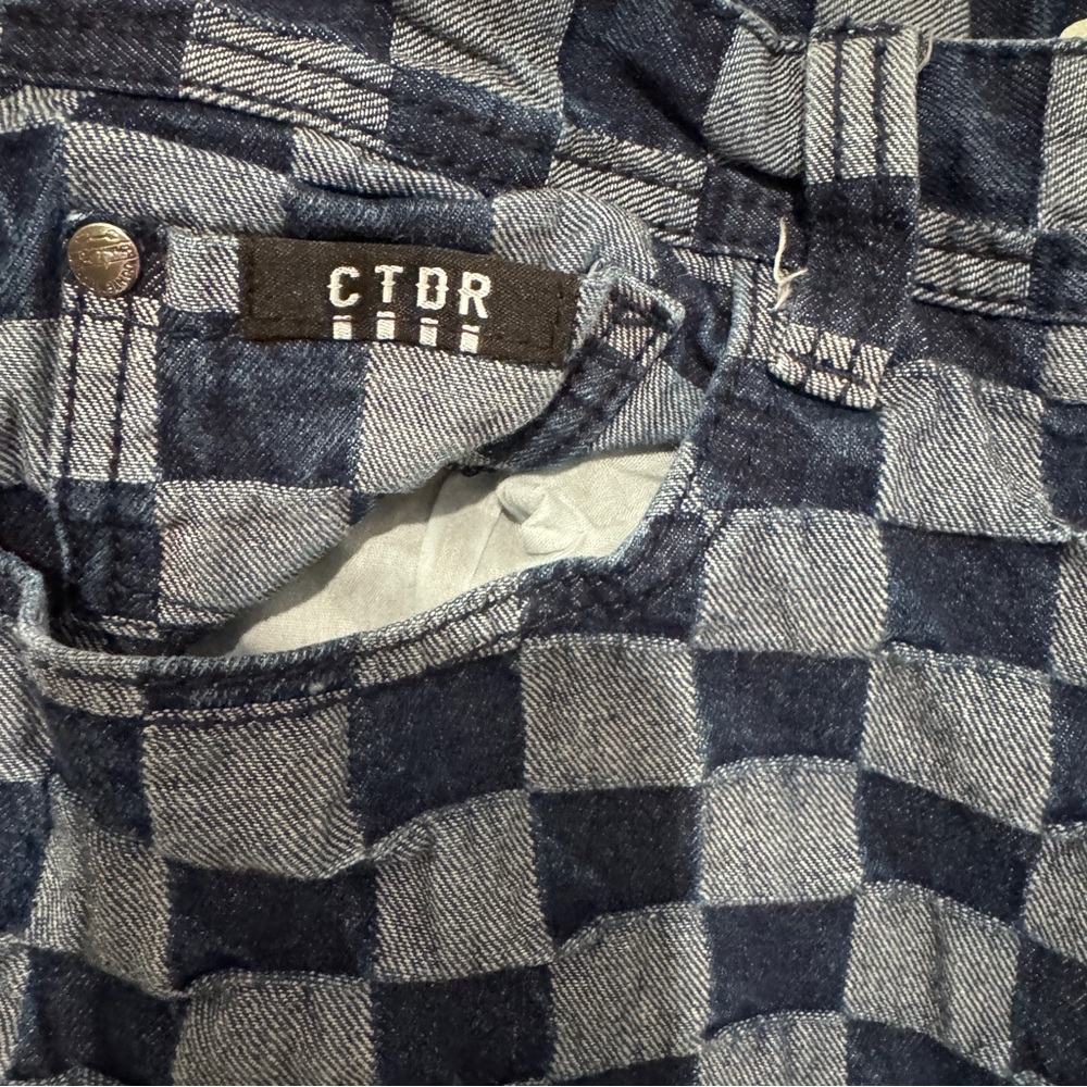 Contender Checkerboard Denim Shorts Men’s Size 40 Blue Skate Streetwear - Picture 6 of 11